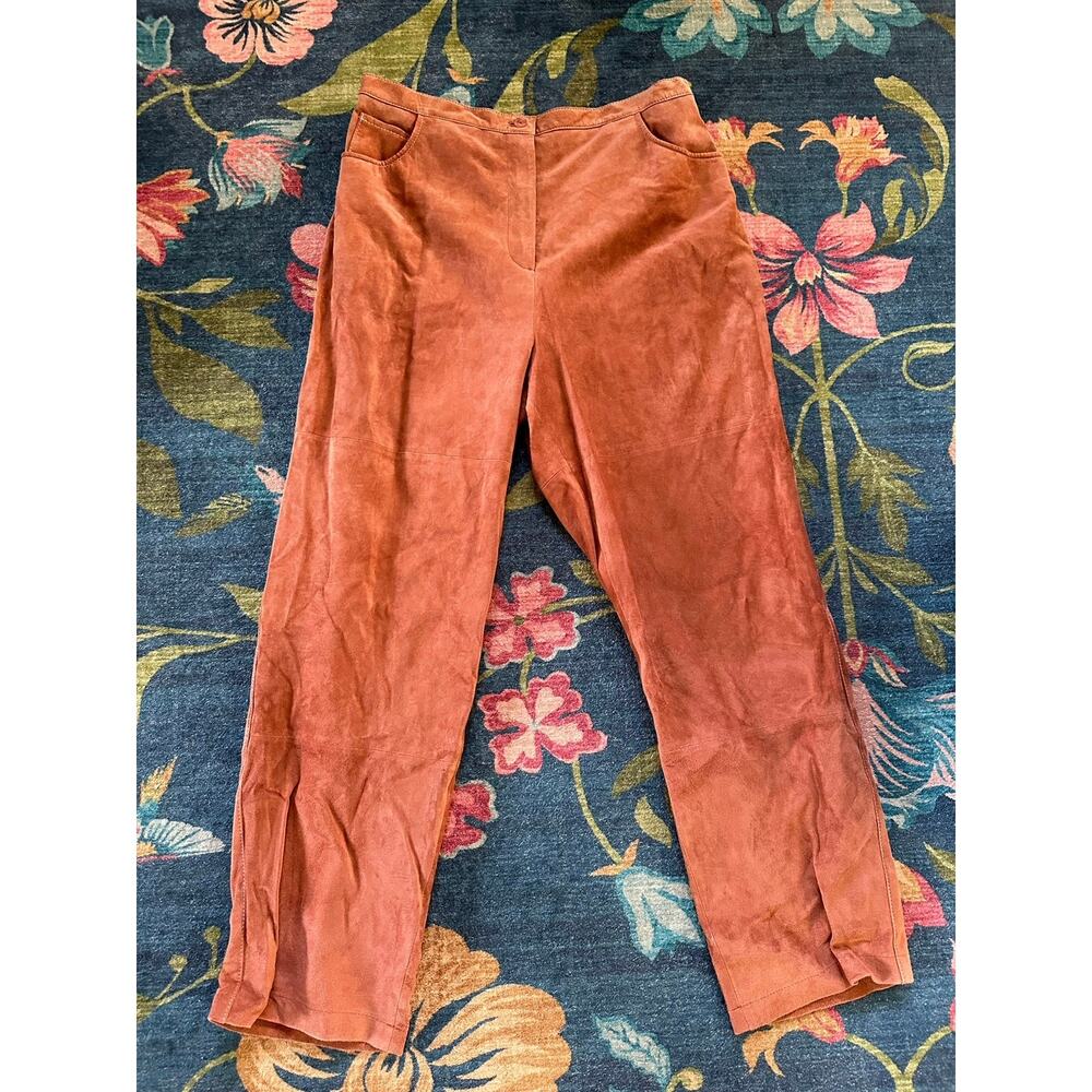 NWT Pamela McCoy Suede Leather Pants Size Large